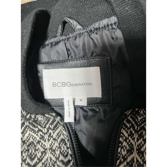BCBGeneration Black Wool Tweed Vegan Leather Moto Jacket Size XSmall - Picture 5 of 6